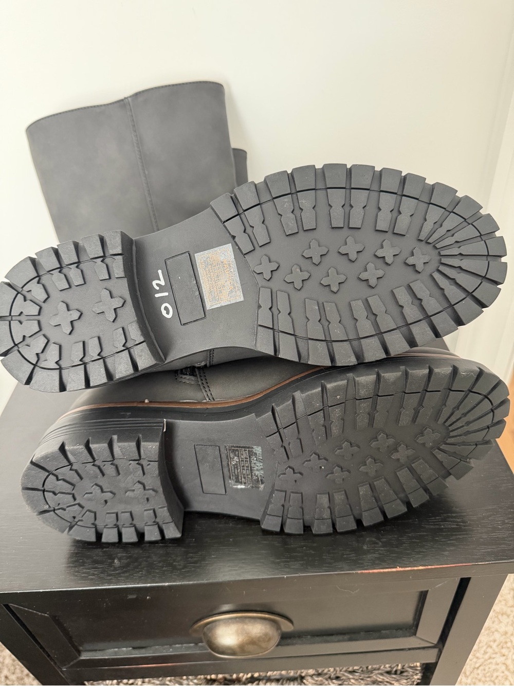 Nautica Black Mid-Calf Buckle Lug-Heel Boots - Picture 6 of 6